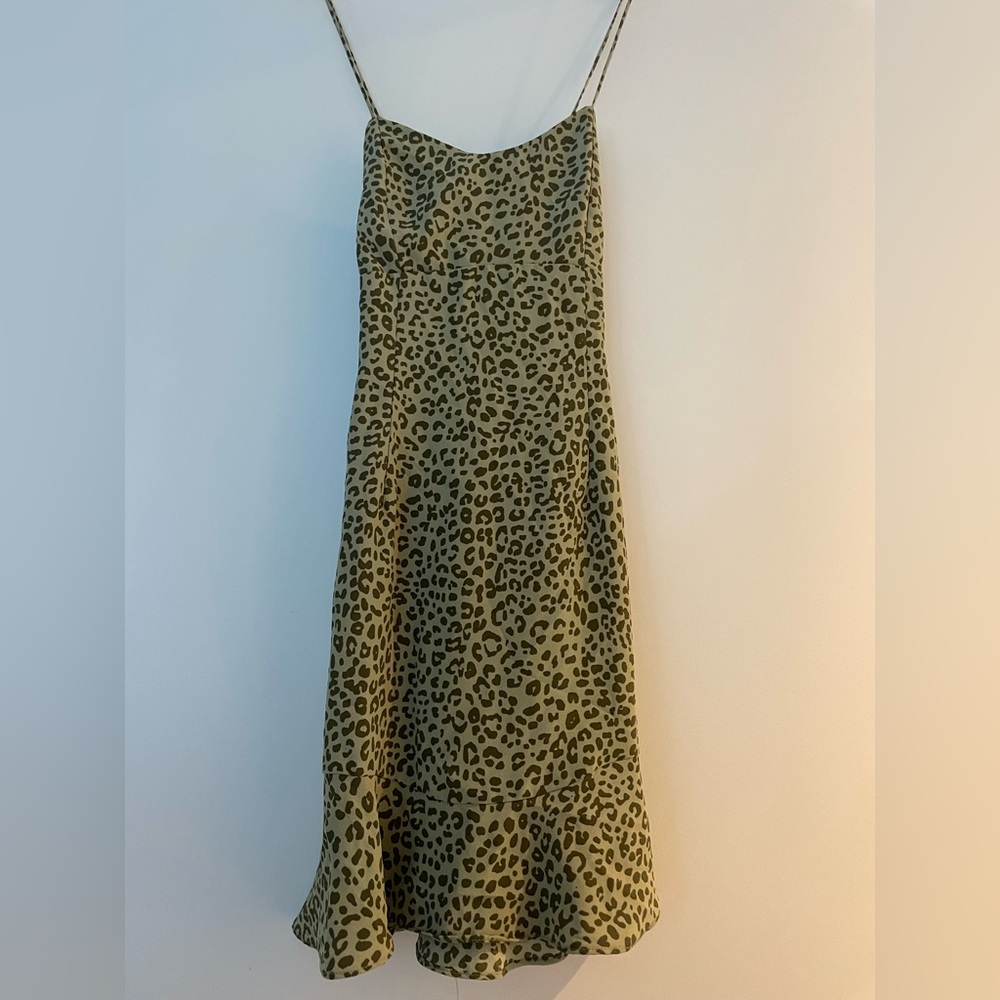 Green cheetah print Zara dress